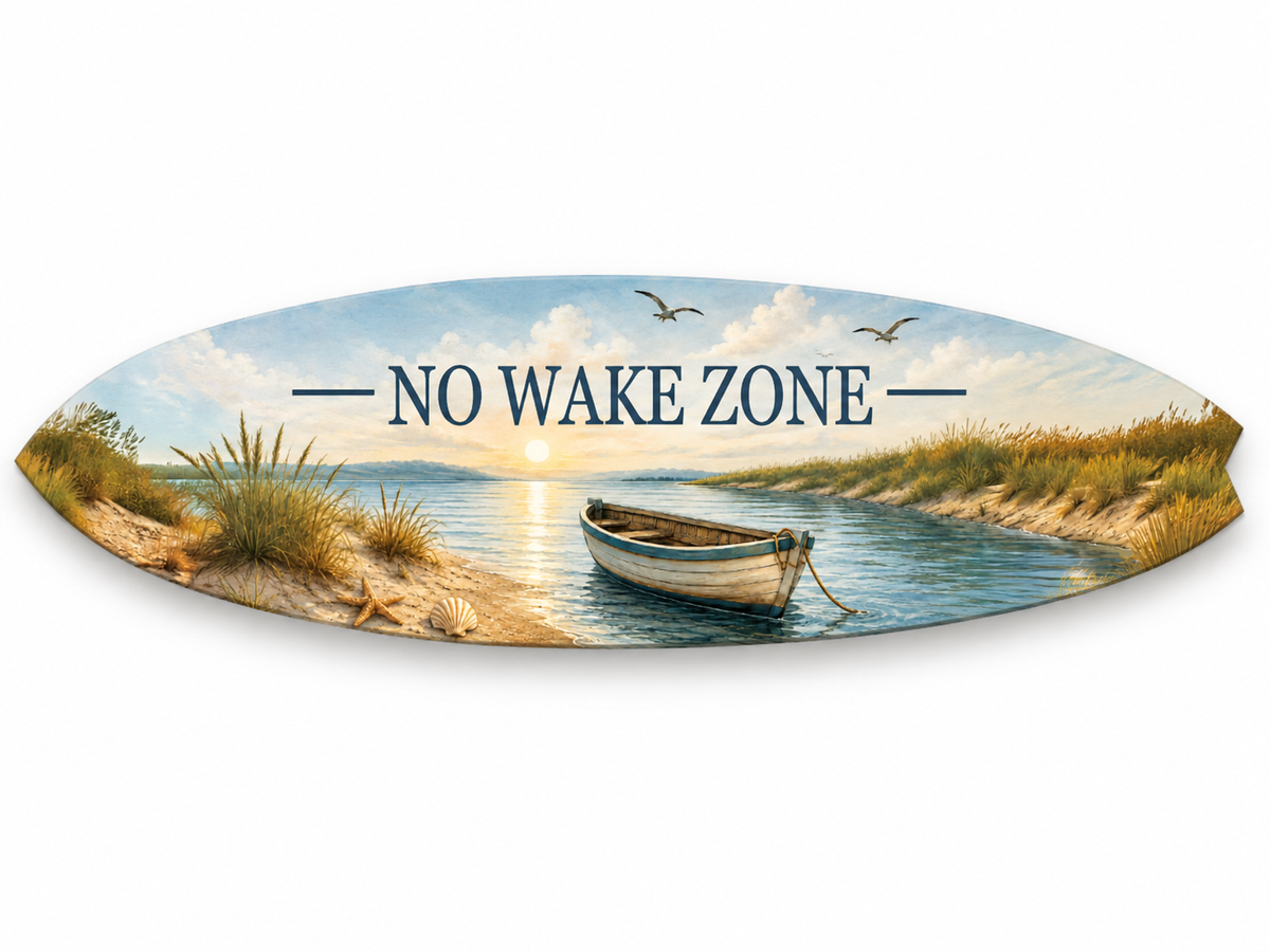 No Wake Zone Surfboard, Coastal Wall Hanging
