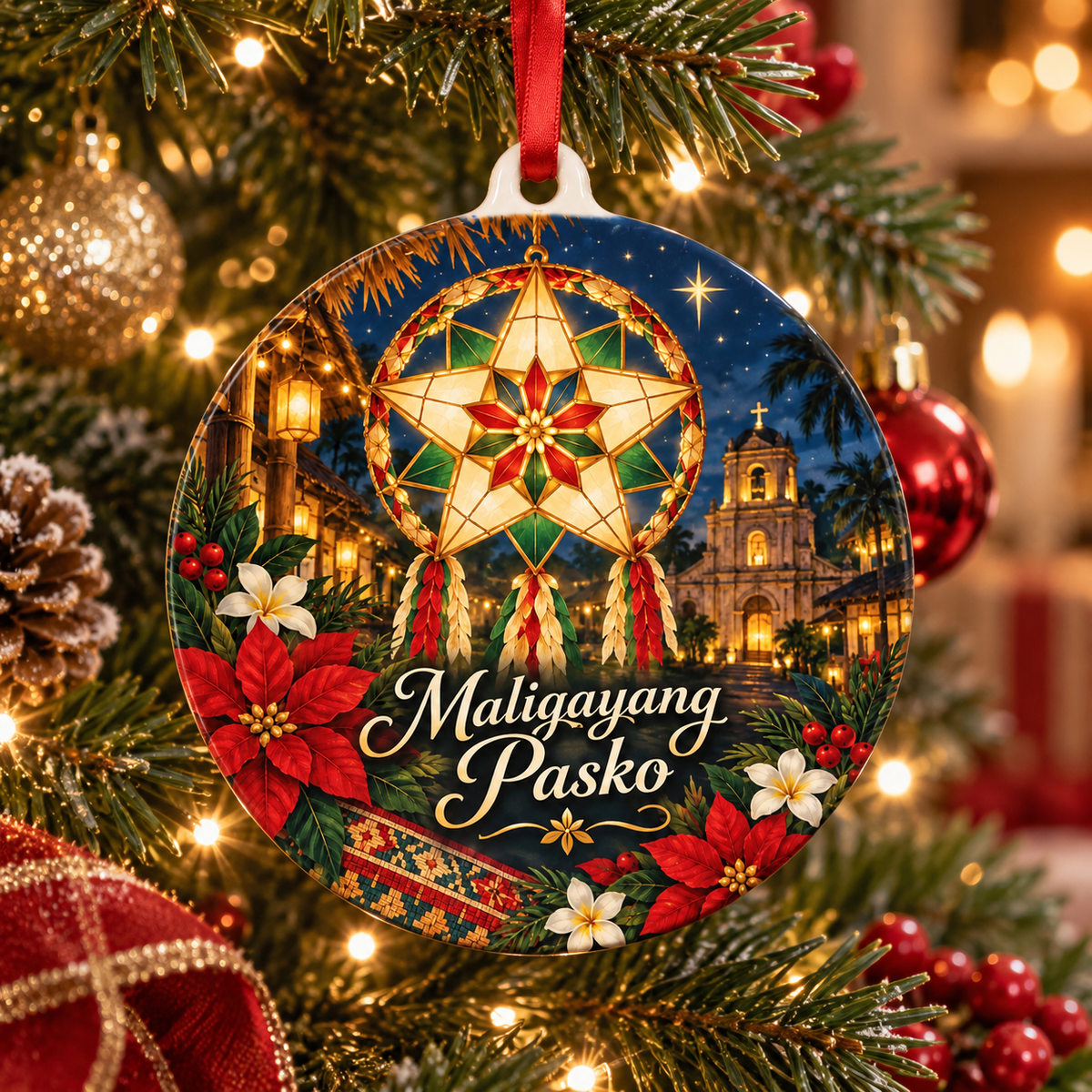 Maligayang Pasko Filipino Christmas Ornament – Parol Star Philippines Holiday Décor