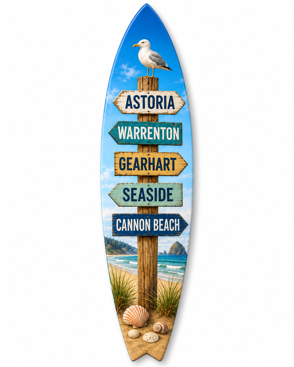Astoria Oregon Surfboard and Coastal Wall Hanging, Warrenton, Gearhart, Seaside, Cannon Beach