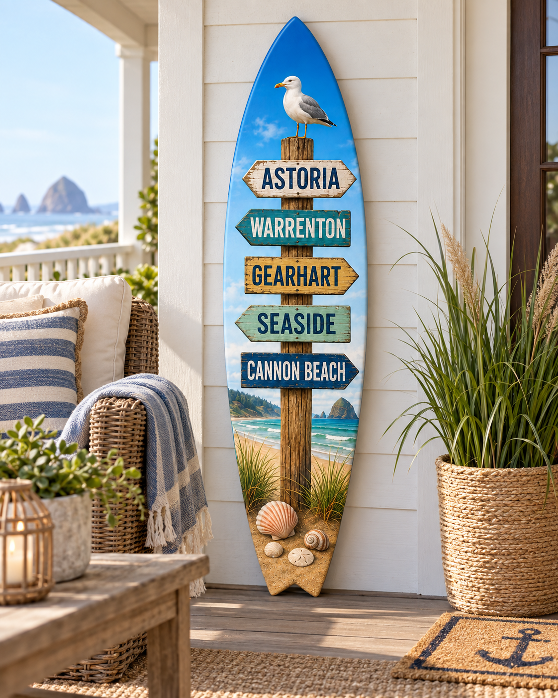 Astoria Oregon Surfboard and Coastal Wall Hanging, Warrenton, Gearhart, Seaside, Cannon Beach