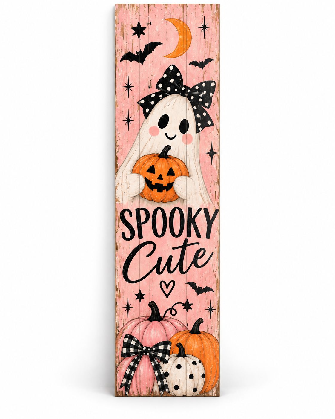 Spooky Cute Ghost Halloween Porch Leaner Board