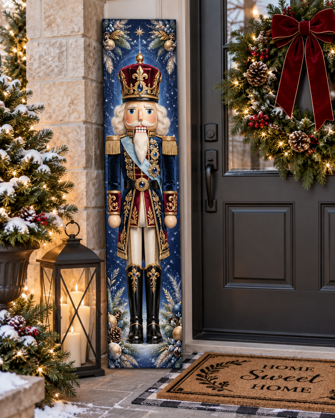 Blue Nutcracker Porch Leaner Board - Christmas Decoration