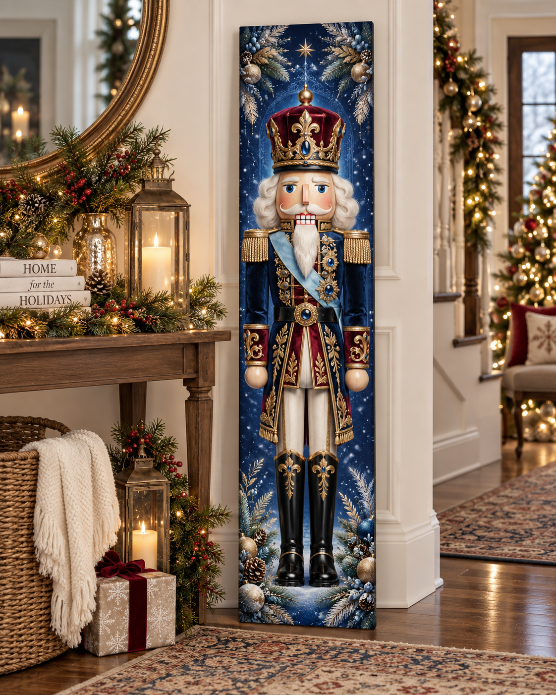 Blue Nutcracker Porch Leaner Board - Christmas Decoration