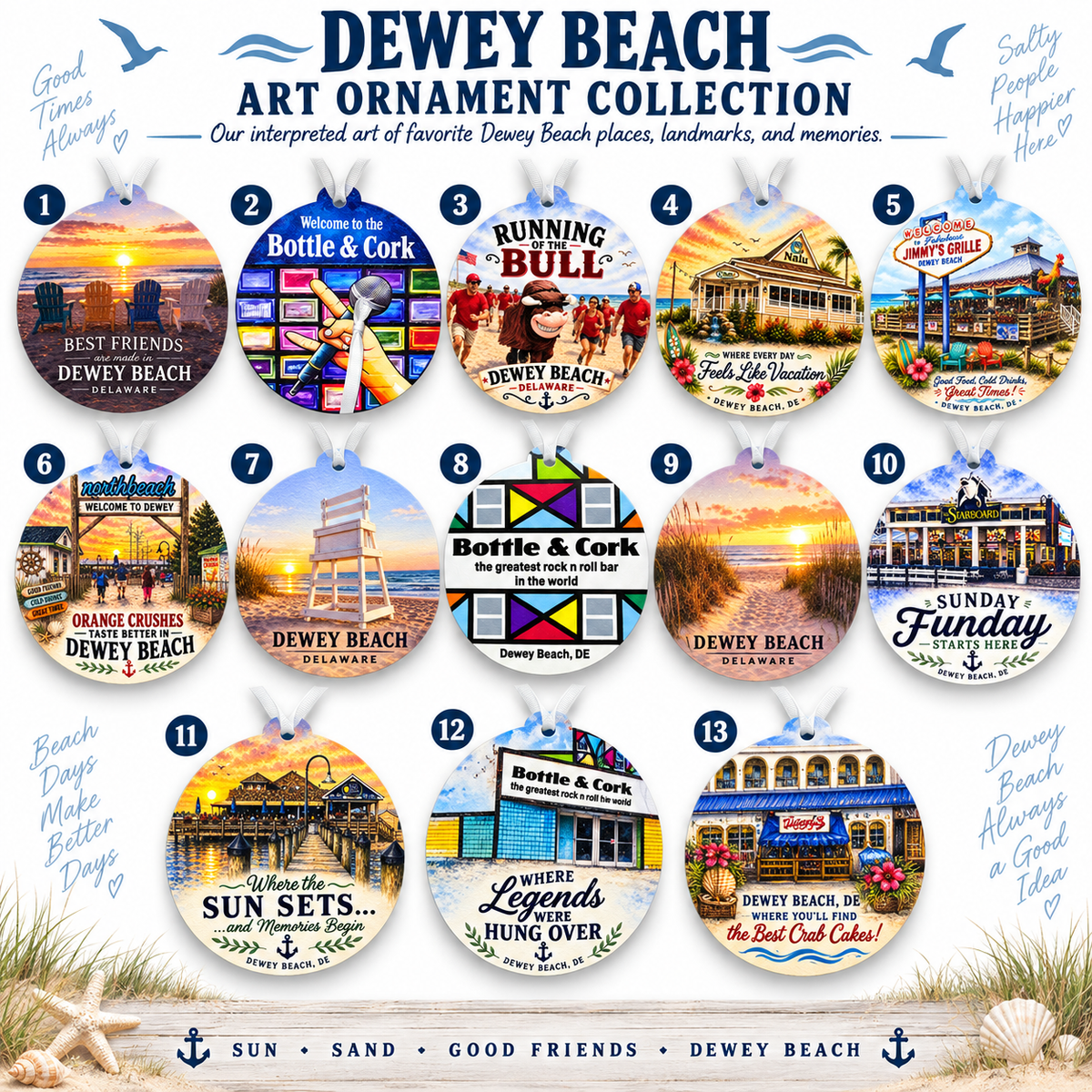 Dewey Beach Delaware Ornaments