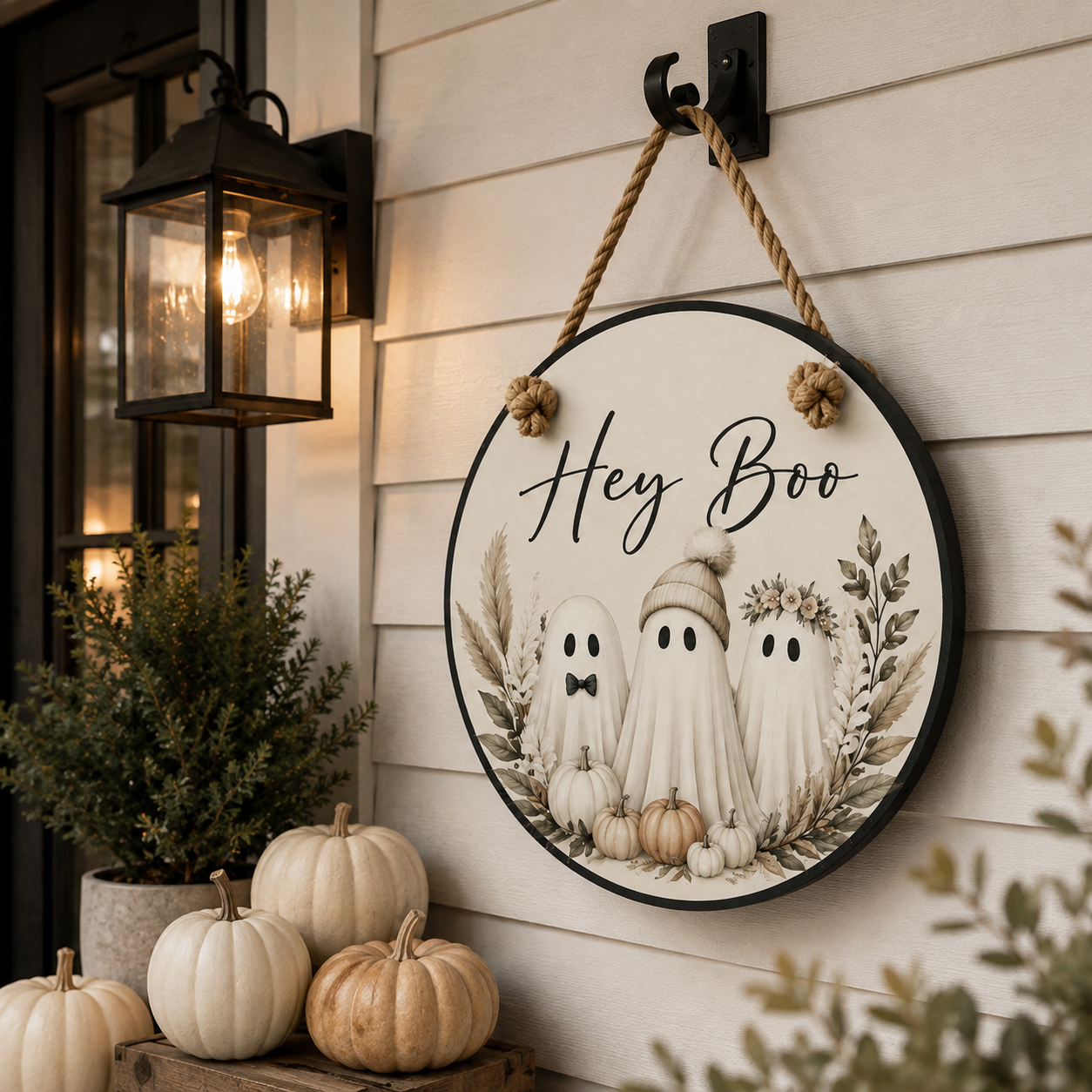 Fall Door Hanger Ghosts, Hey Boo