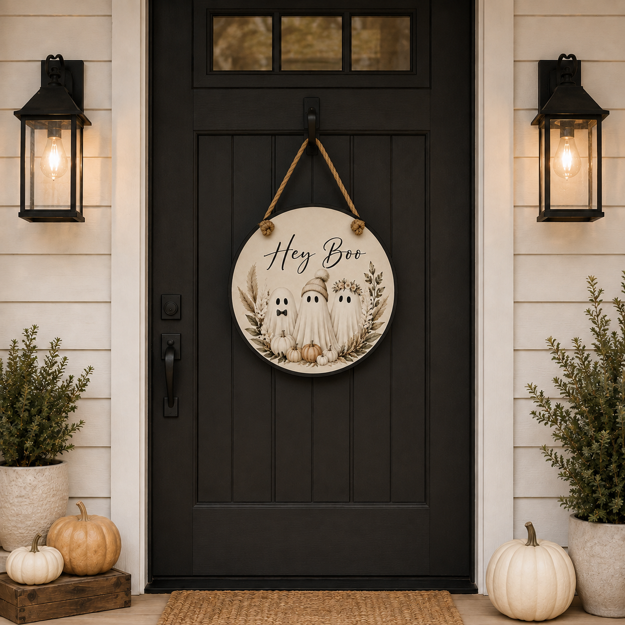 Fall Door Hanger Ghosts, Hey Boo
