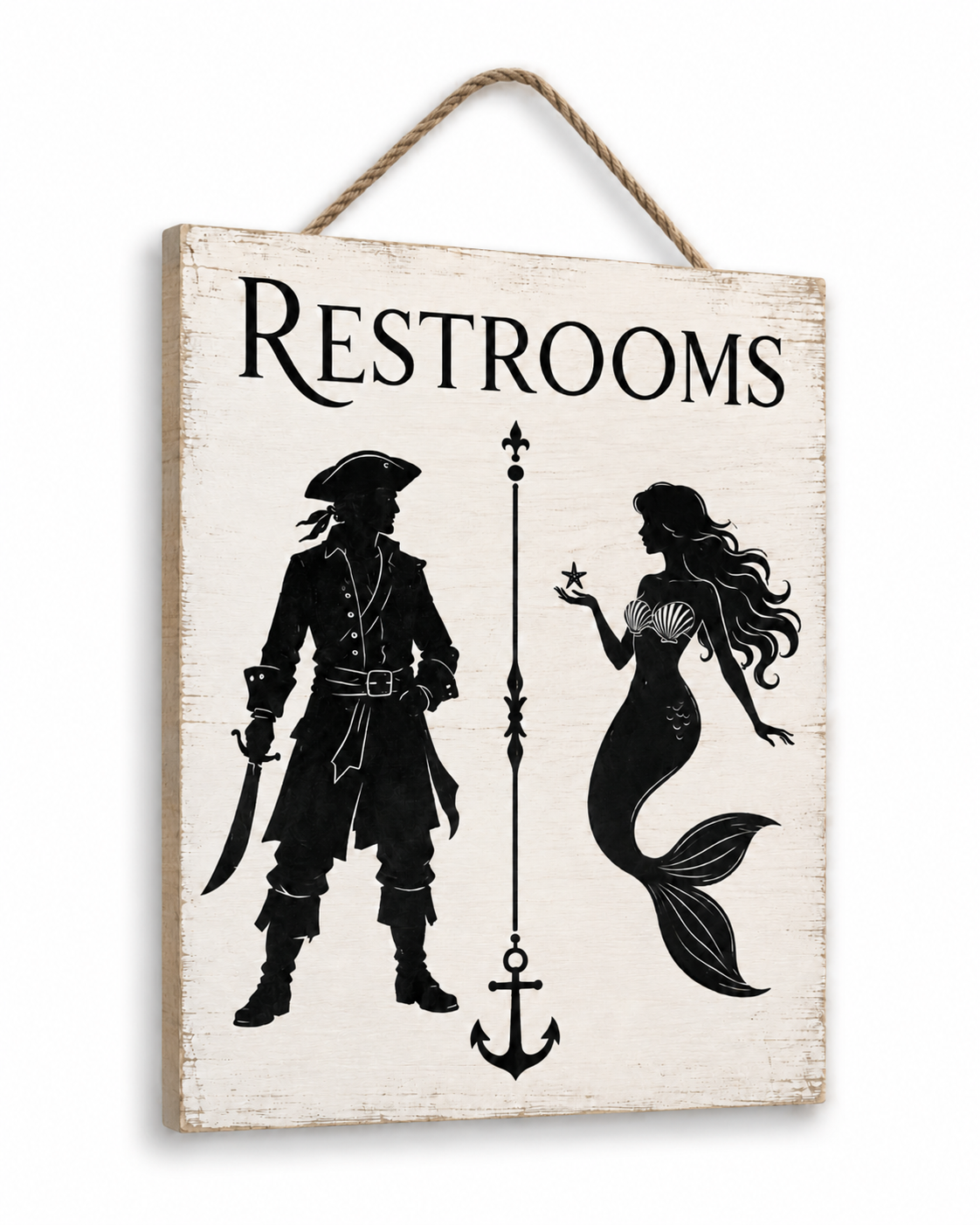 Pirates and Mermaids Bathroom Sign