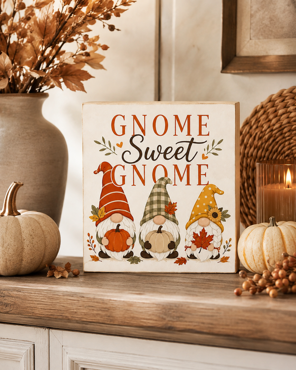 Gnome Sweet Gnome Fall Sign, Fall Gnome Decorations