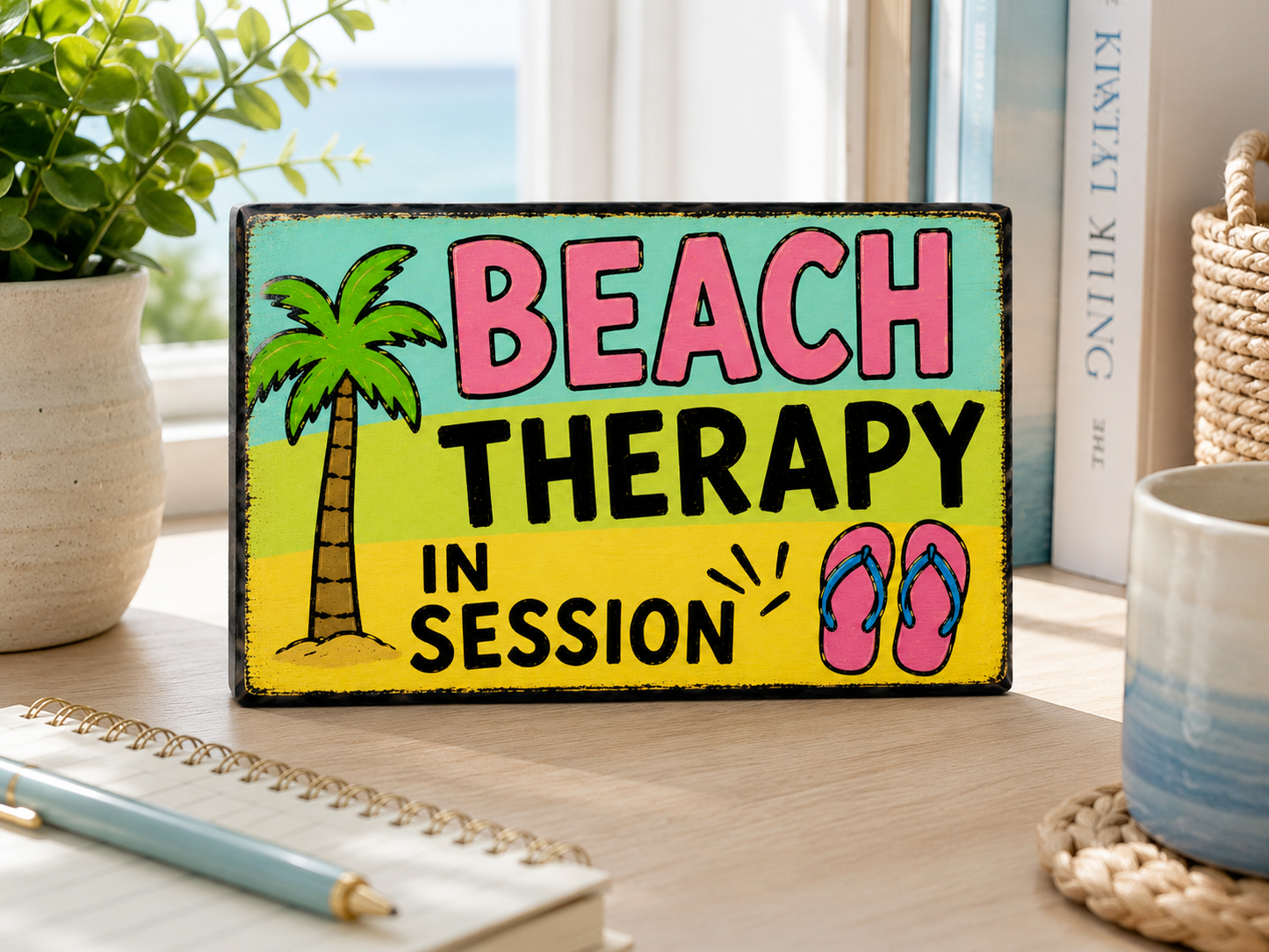 Beach Therapy in Session, Funny Coastal Beach Tiki Magnet