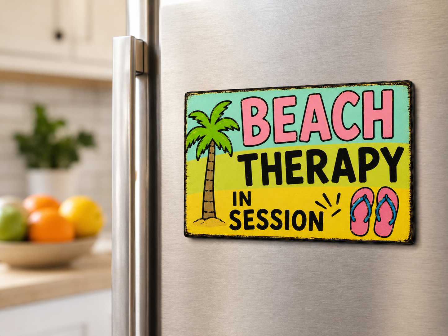 Beach Therapy in Session, Funny Coastal Beach Tiki Magnet