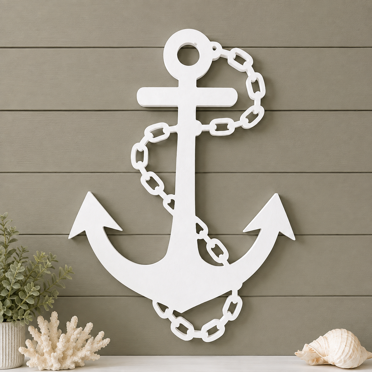 Nautical Anchor Wall Decor – Weatherproof PVC Outdoor Sign, Coastal Beach House Decor