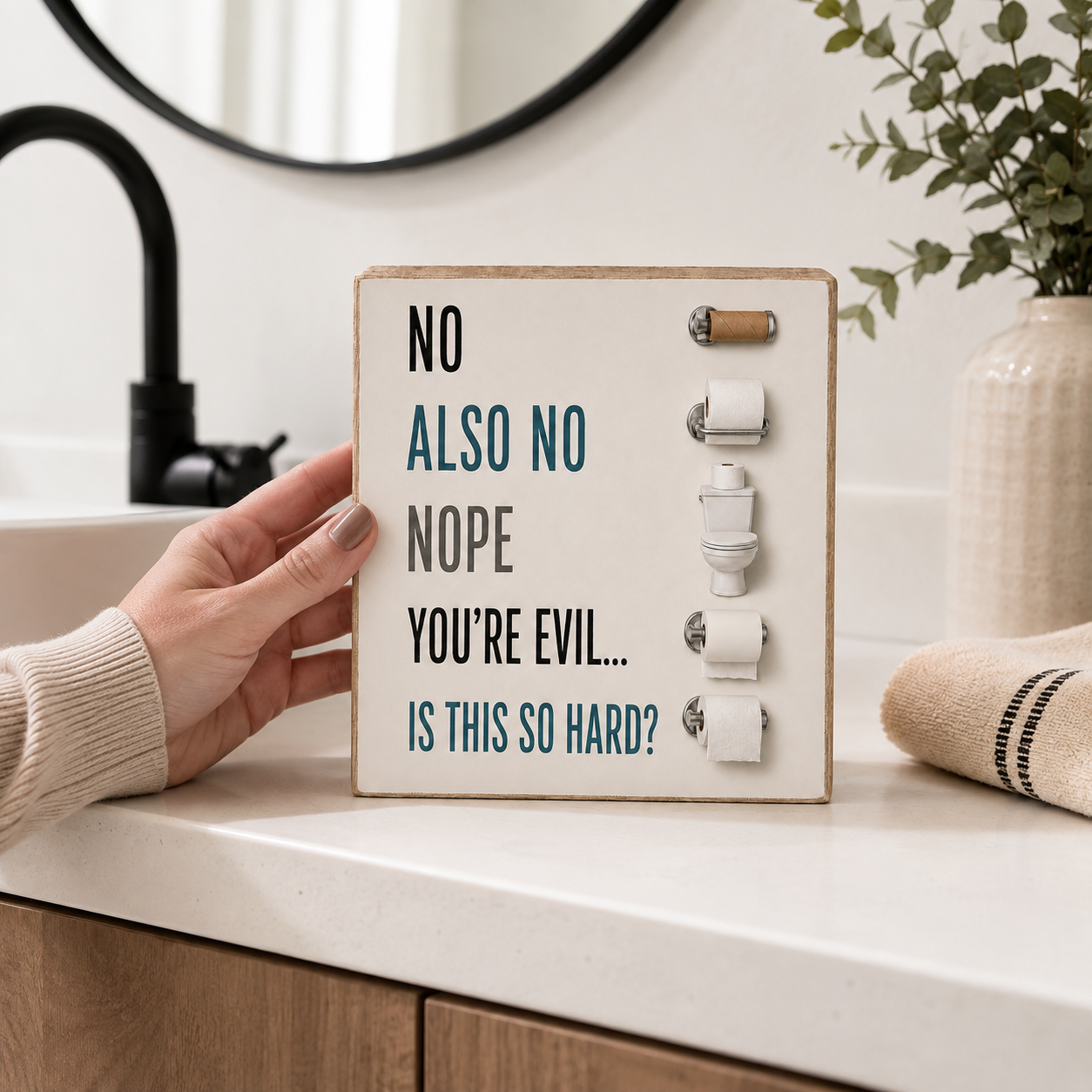 Changing the Toilet Paper Funny Sign