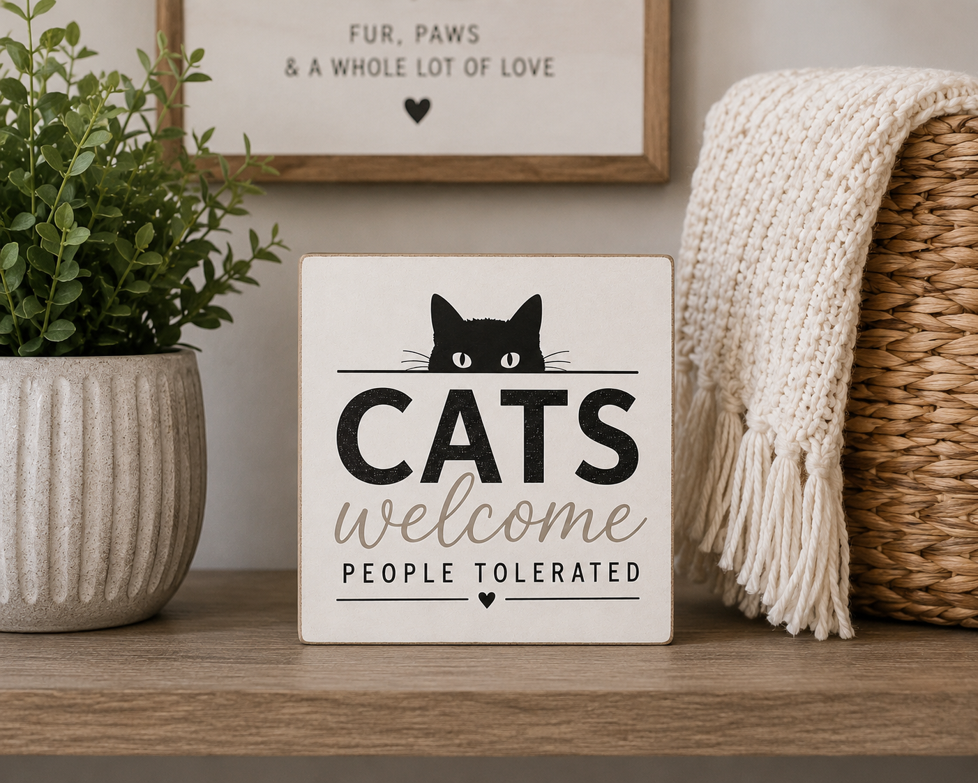 Cats Welcome People Tolerated Sign