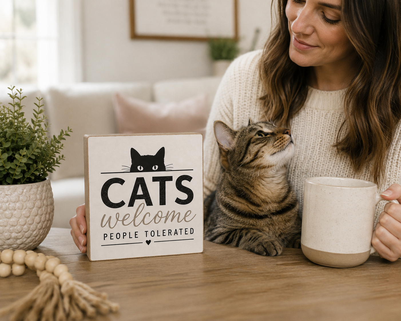 Cats Welcome People Tolerated Sign