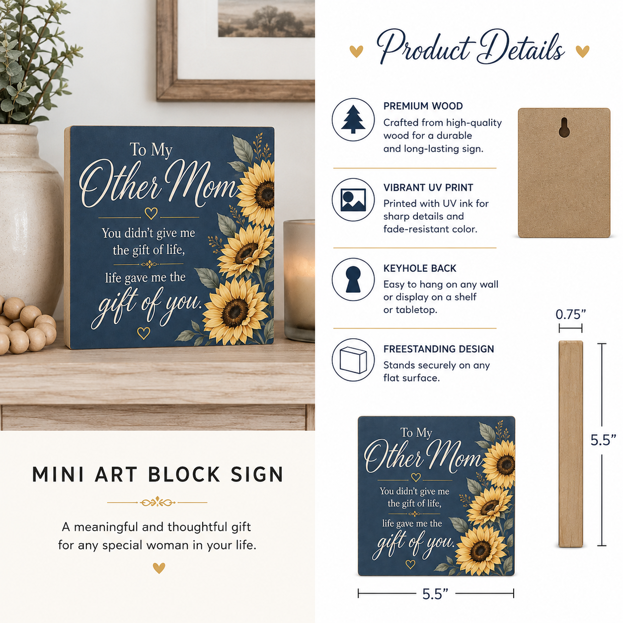 To My Other Mom, Life Gave Me the Gift Of You Sign, Bonus Mom Second Mom Gift