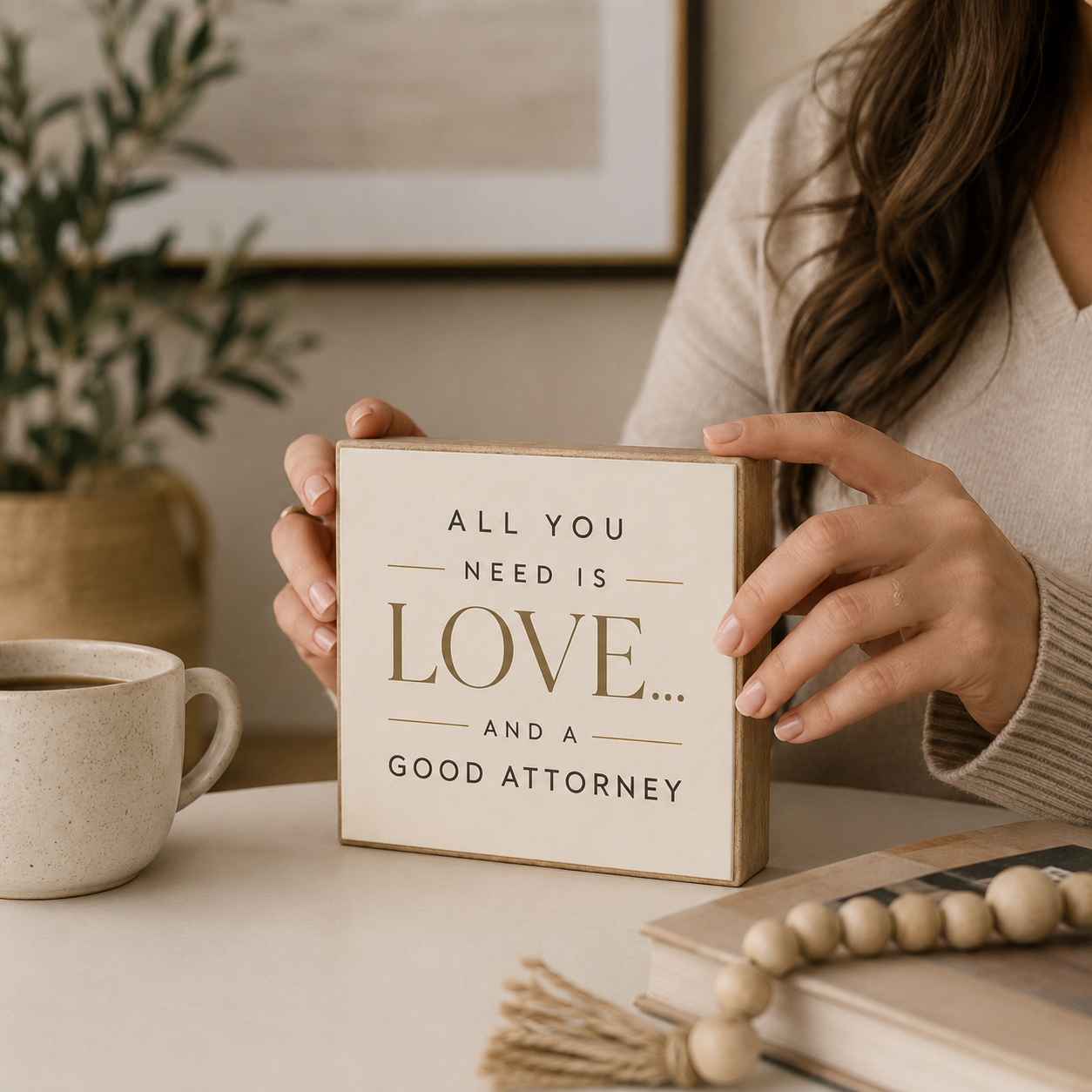All You Need is Love and A Good Attorney Sign and Gift