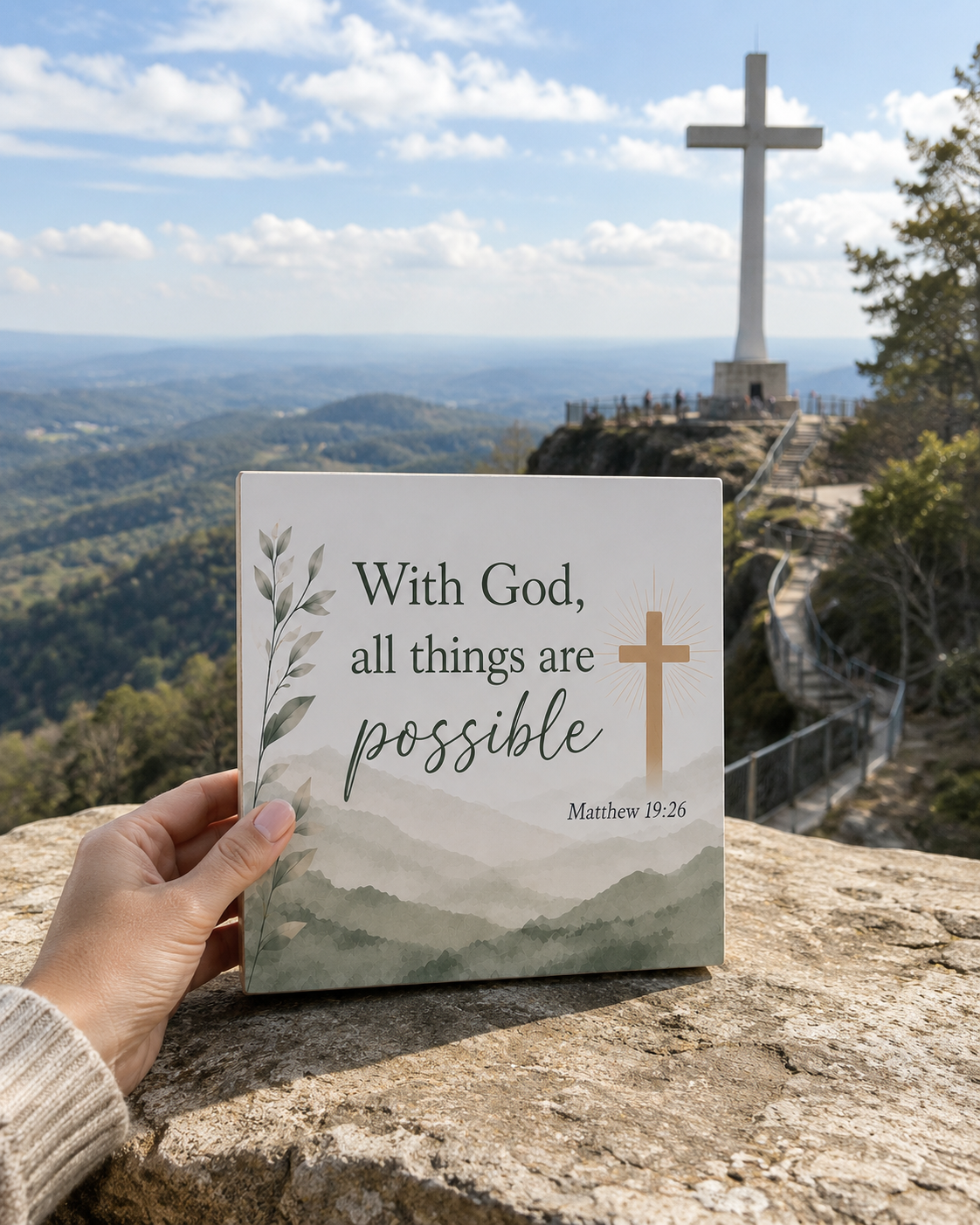 With God All Things Are Possible Inspirational Bible Verse Decor