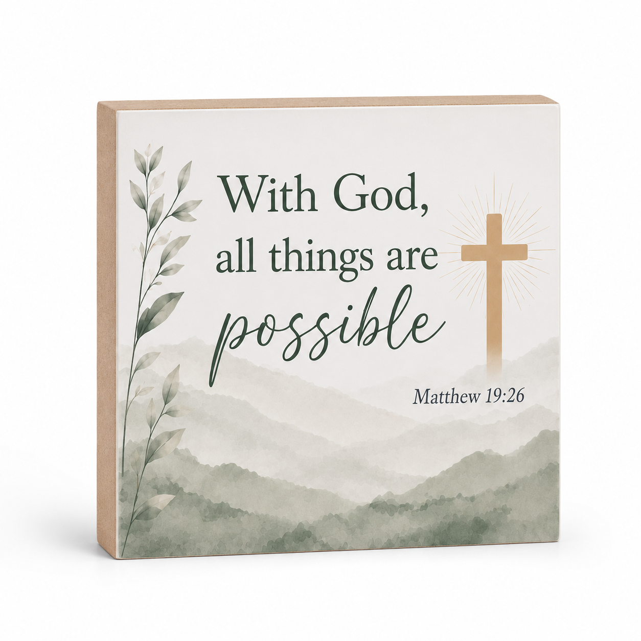 With God All Things Are Possible Inspirational Bible Verse Decor