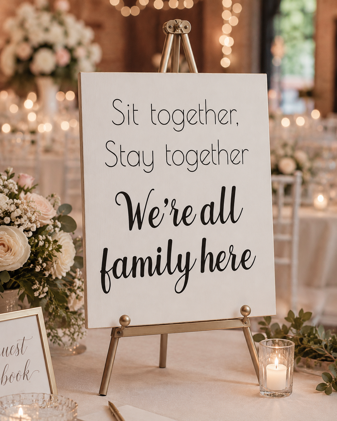 No Seating Plan Wedding Sign, Sit Together Stay Together We are Family