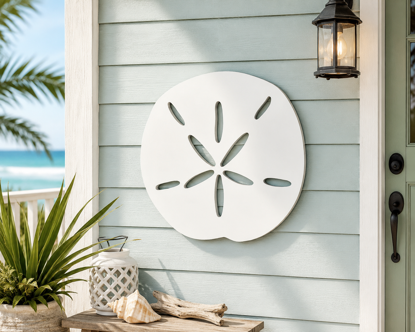 Outdoor Sand Dollar Wall Decor, Coastal Sign for Beach House, PVC Sand Dollar