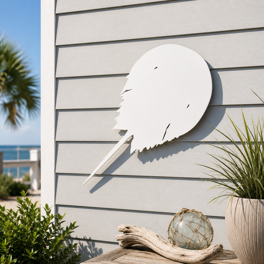 Outdoor Horseshoe Crab Sign – PVC Beach House Decoration – Coastal Nautical Decor for Exterior or Interior – Weatherproof Horseshoe Crab Wall Art