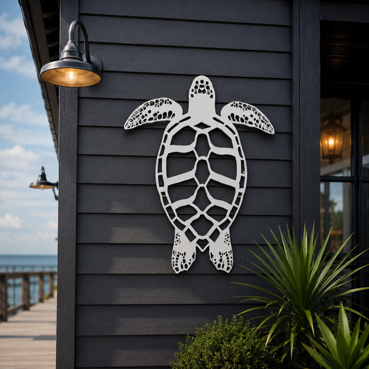 Outdoor Swimming Sea Turtle Wall Decor - PVC Turtle Sign for Beach House, Porch, Fence