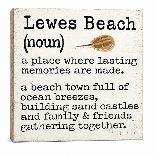 Lewes Delaware Wooden Sign, Memories