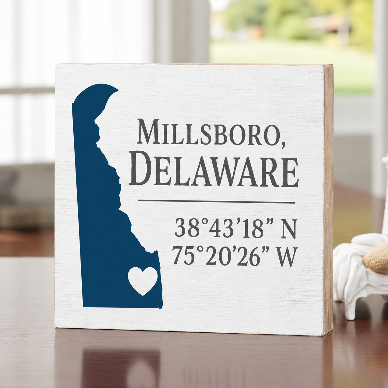 Millsboro, Delaware Wooden Sign, Coordinates