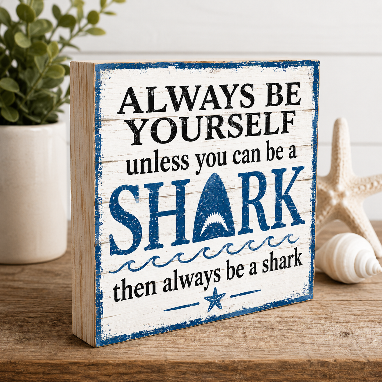 Always Be a Shark Wooden Sign