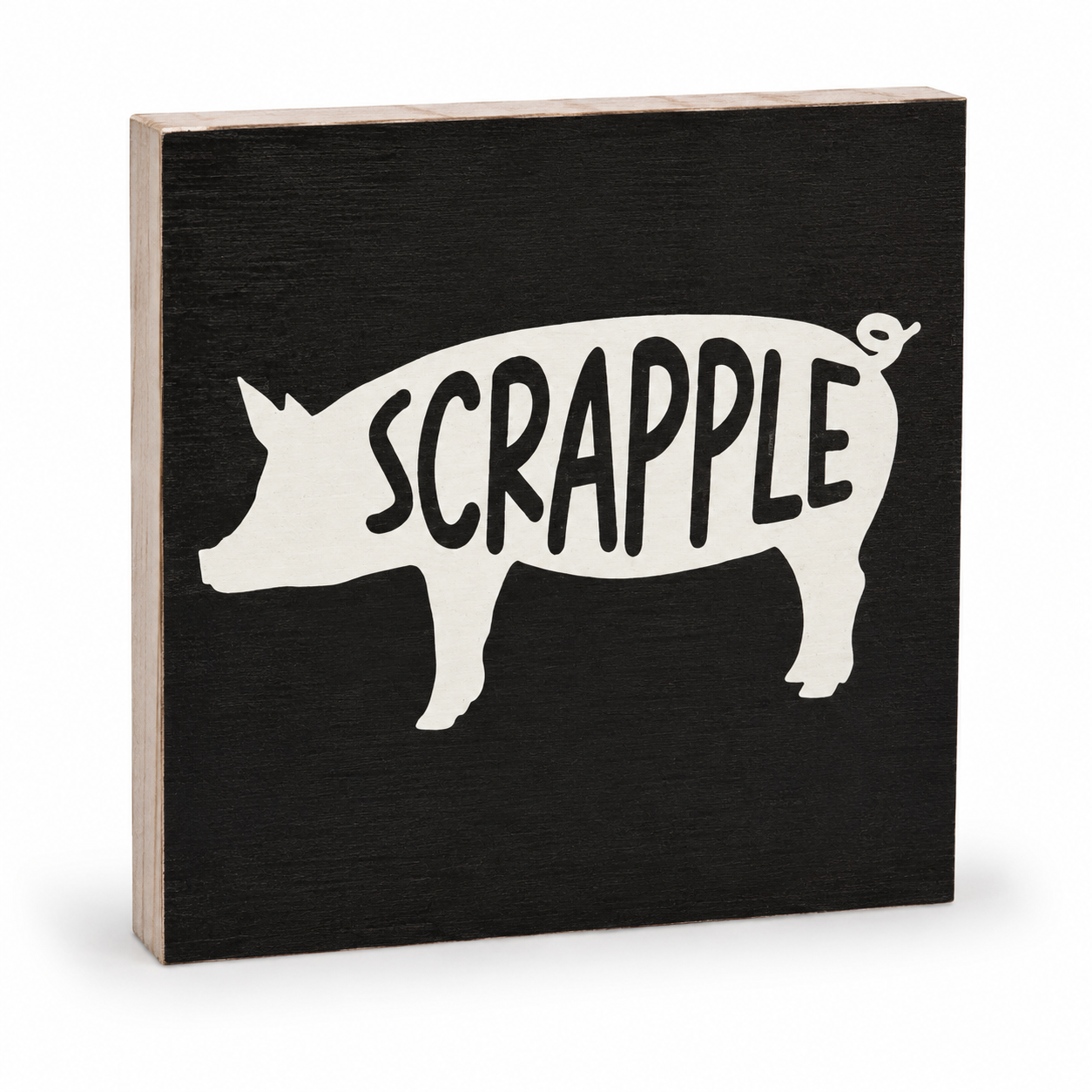 Scrapple Pig Wood Sign: Rustic Farmhouse Kitchen Decor