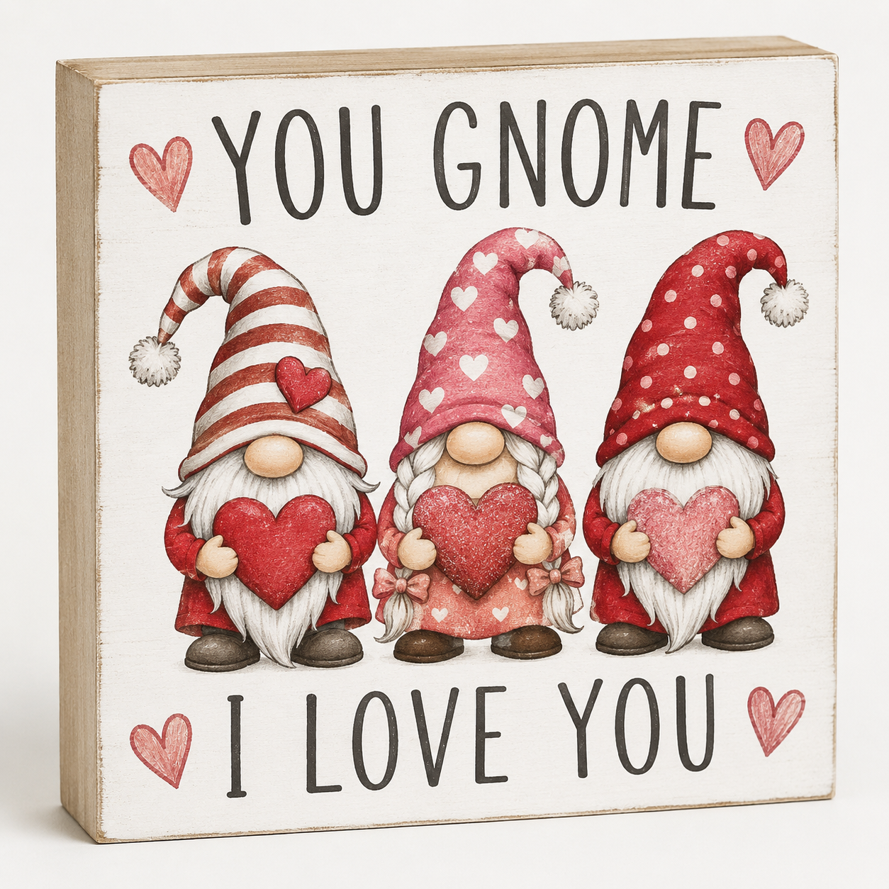 Valentine's Day Decor, Happy Valentines Day Wooden Sign, 7.25 x 6 Inches, Made in USA