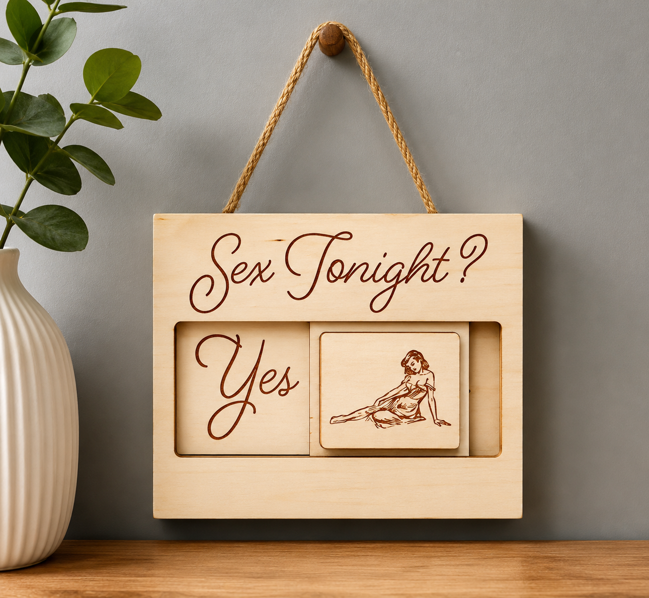 Sex Tonight Yes or No Sign, Gift for Bridal Shower, Naughty Gifts, Wooden Slider Indicator, Made in USA