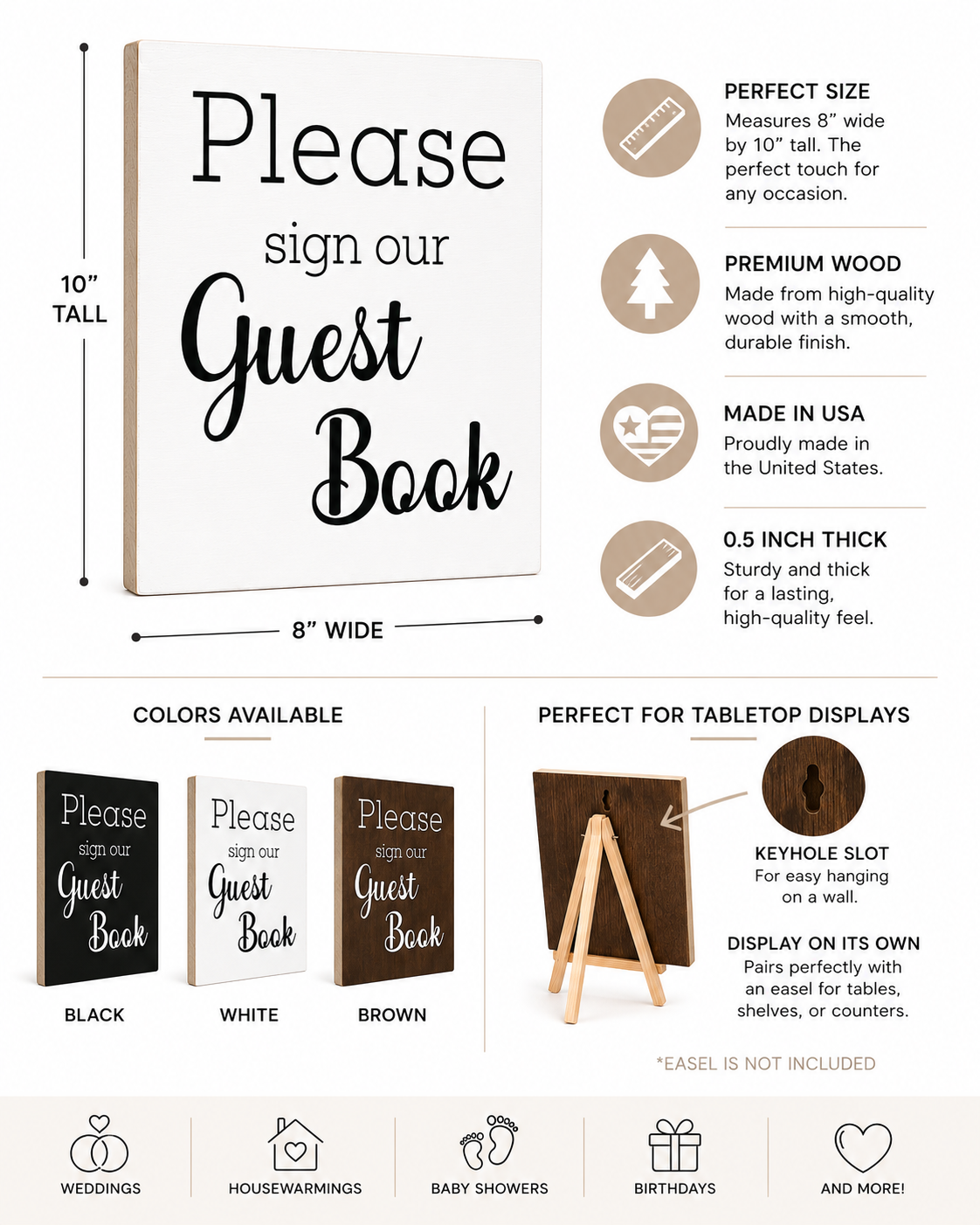 Guest Book Sign, Weddings and Events