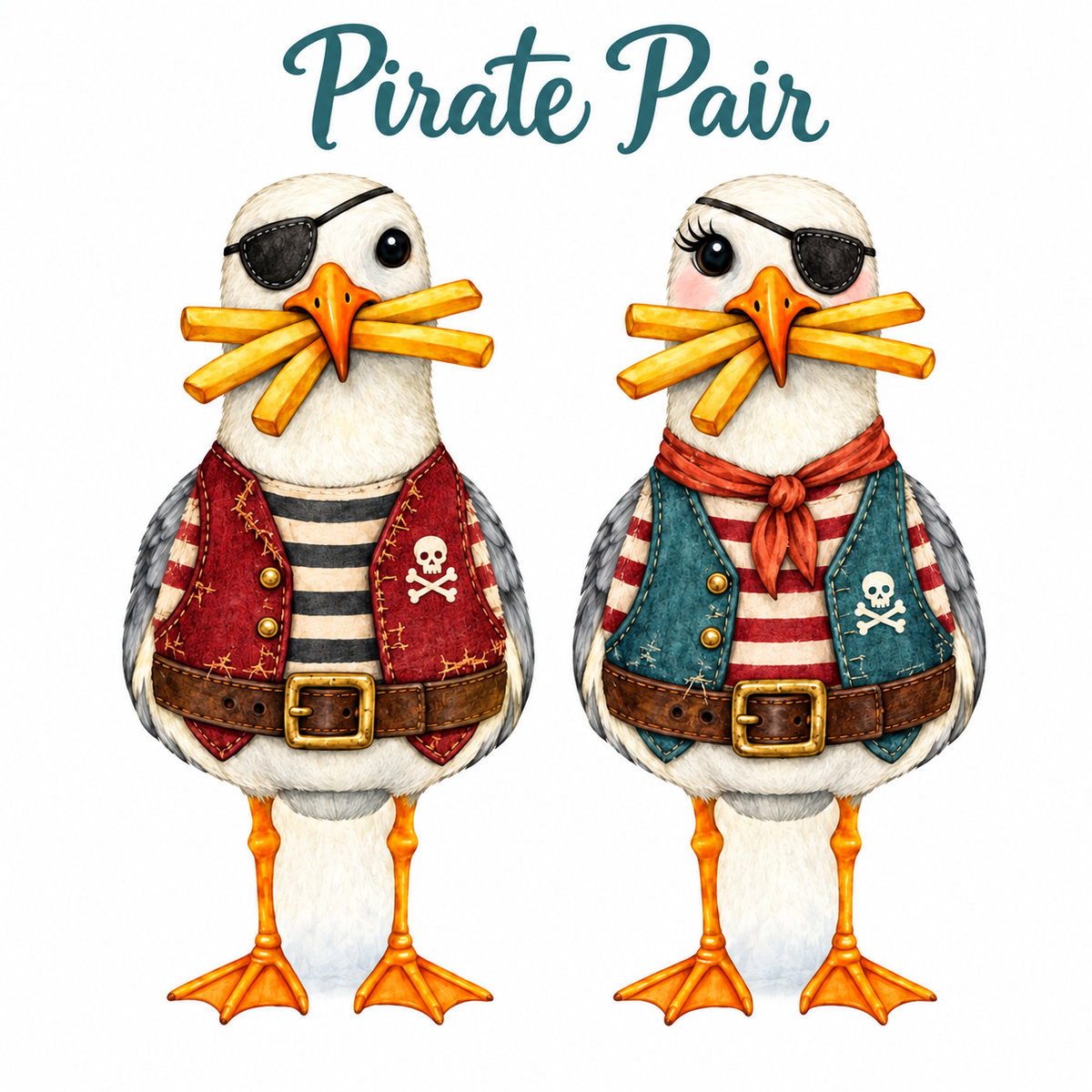 Halloween Garden Signs Set of 2 Pirates Costume Seagulls, Coastal Halloween Yard Decor