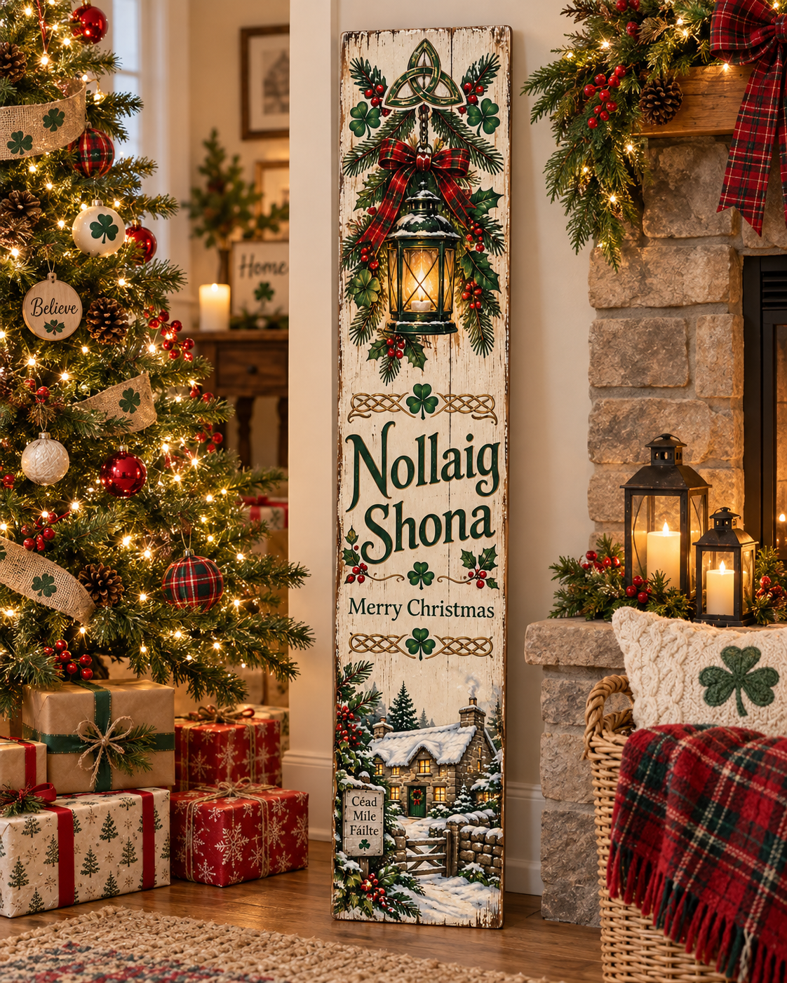 Irish Christmas Porch Board and Leaner Sign