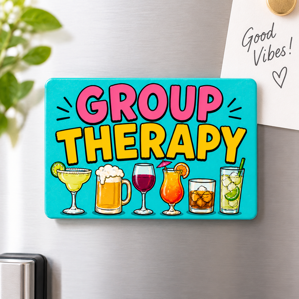 Group Therapy - Funny Tiki Style Magnet and Sign