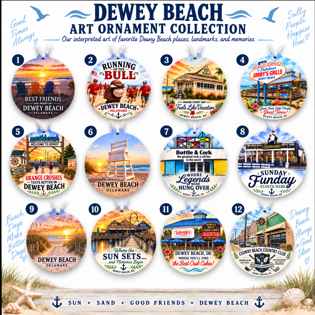Dewey Beach Delaware Ornaments