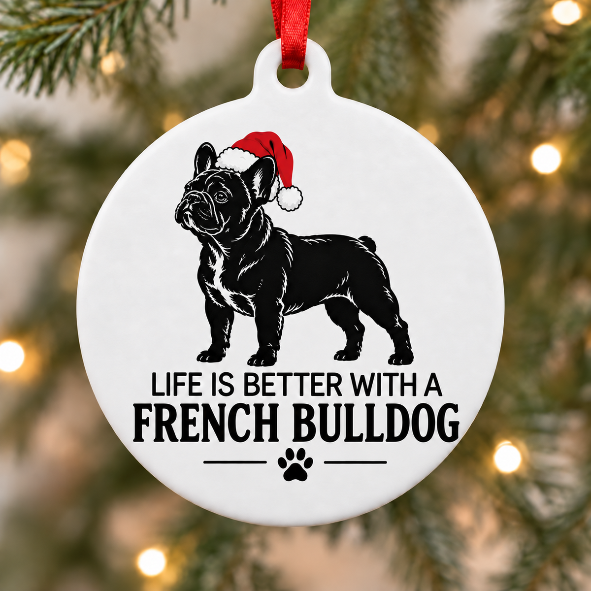 Life Is Better With a French Bulldog Christmas Ornament