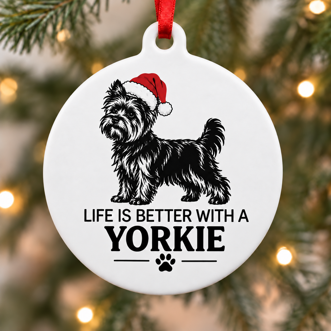 Life Is Better With a Yorkie Christmas Ornament