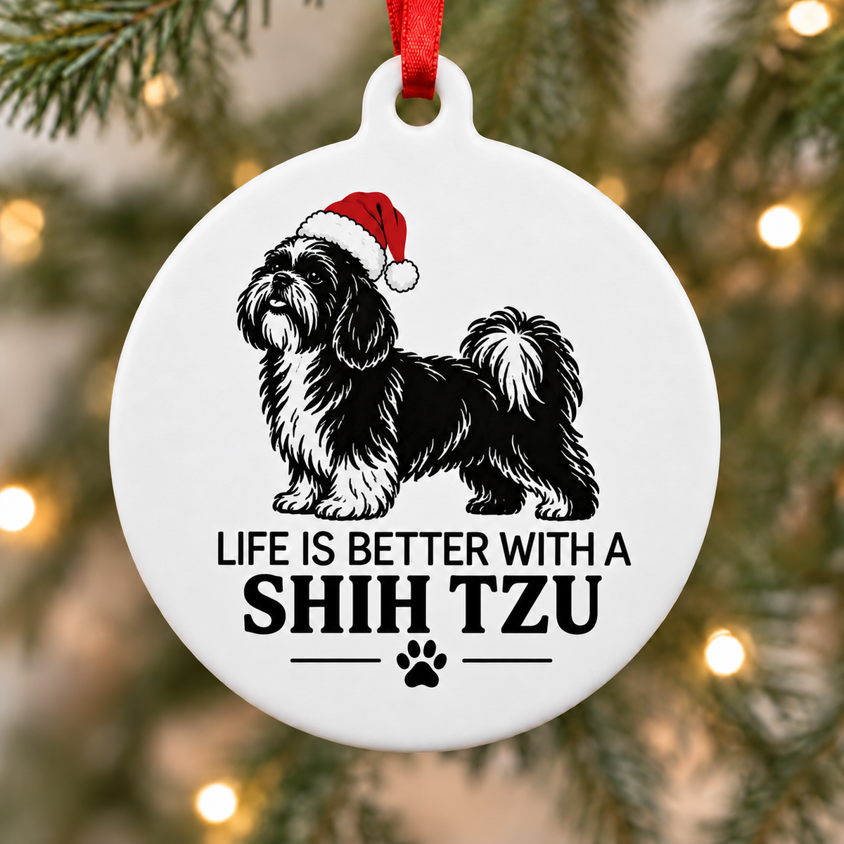 Life Is Better With a Shih Tzu Christmas Ornament