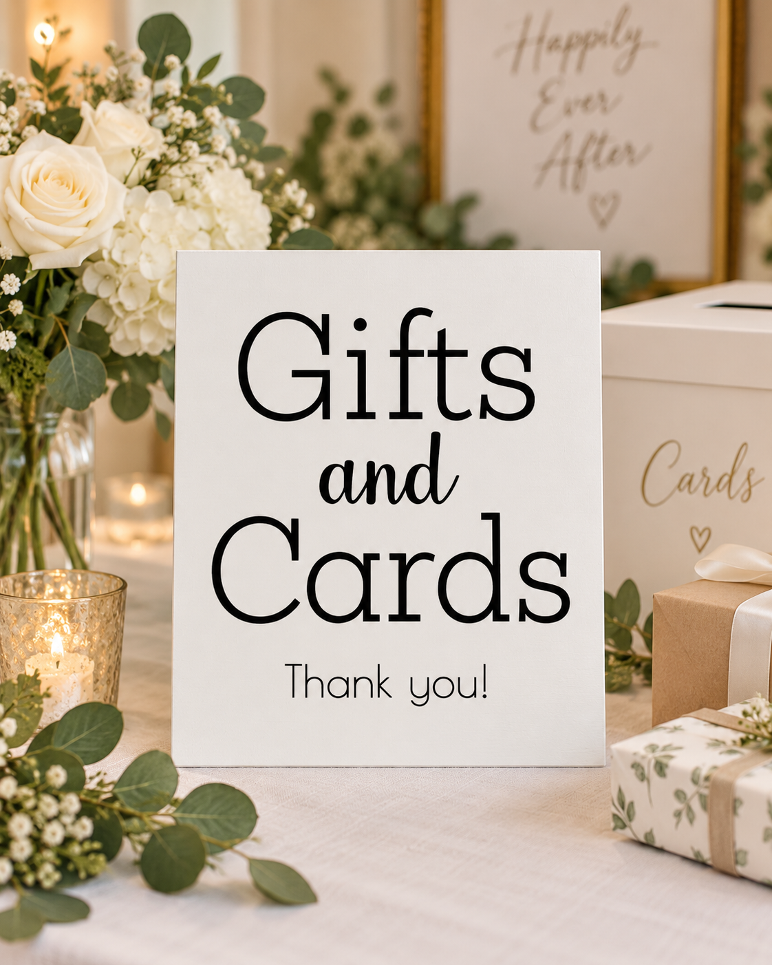 Gifts and Cards Sign for Wedding, Wooden Sign