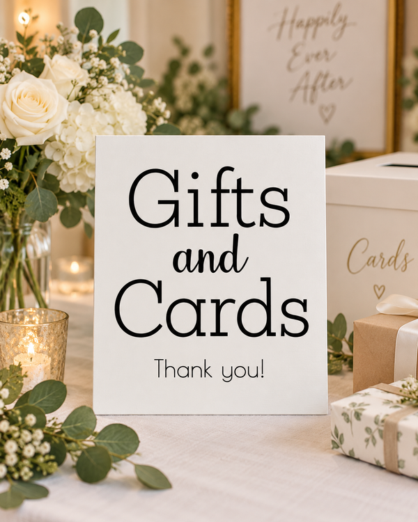 Gifts and Cards Sign for Wedding, Wooden Sign