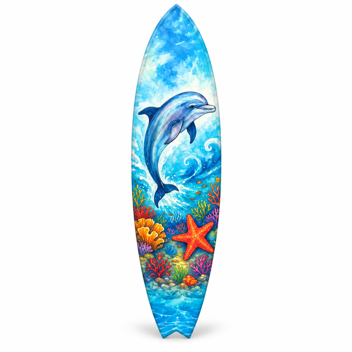 Dolphin Surfboard Decorative Beach House Wall Decor, Ocean Animal Wall Sign