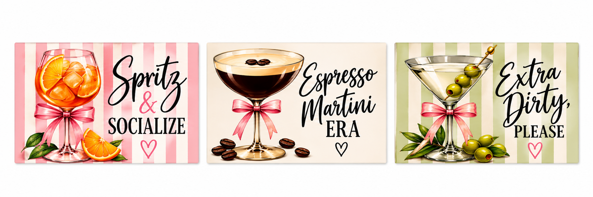 Bougie Girls Club Cocktail Magnets – Set of 3 | Spritz Espresso Martini & Dirty Martini
