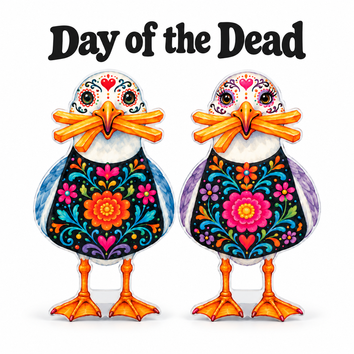 Day of the Dead Halloween Yard Stake Signs Set of 2, Beach House Sully and Sally