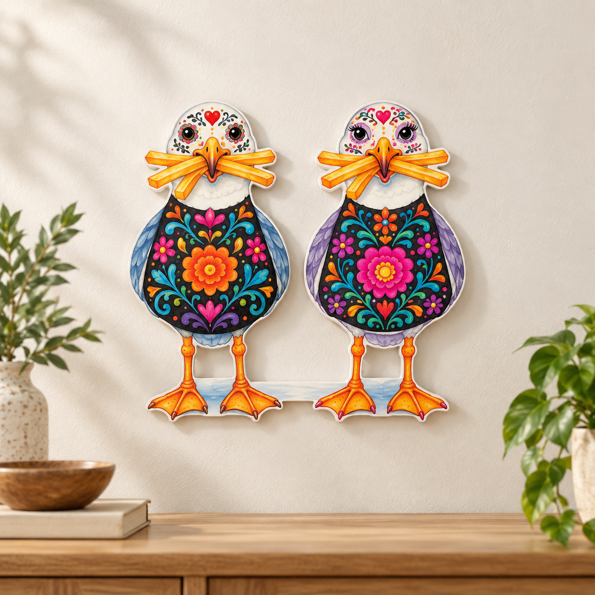 Day of the Dead Halloween Yard Stake Signs Set of 2, Beach House Sully and Sally