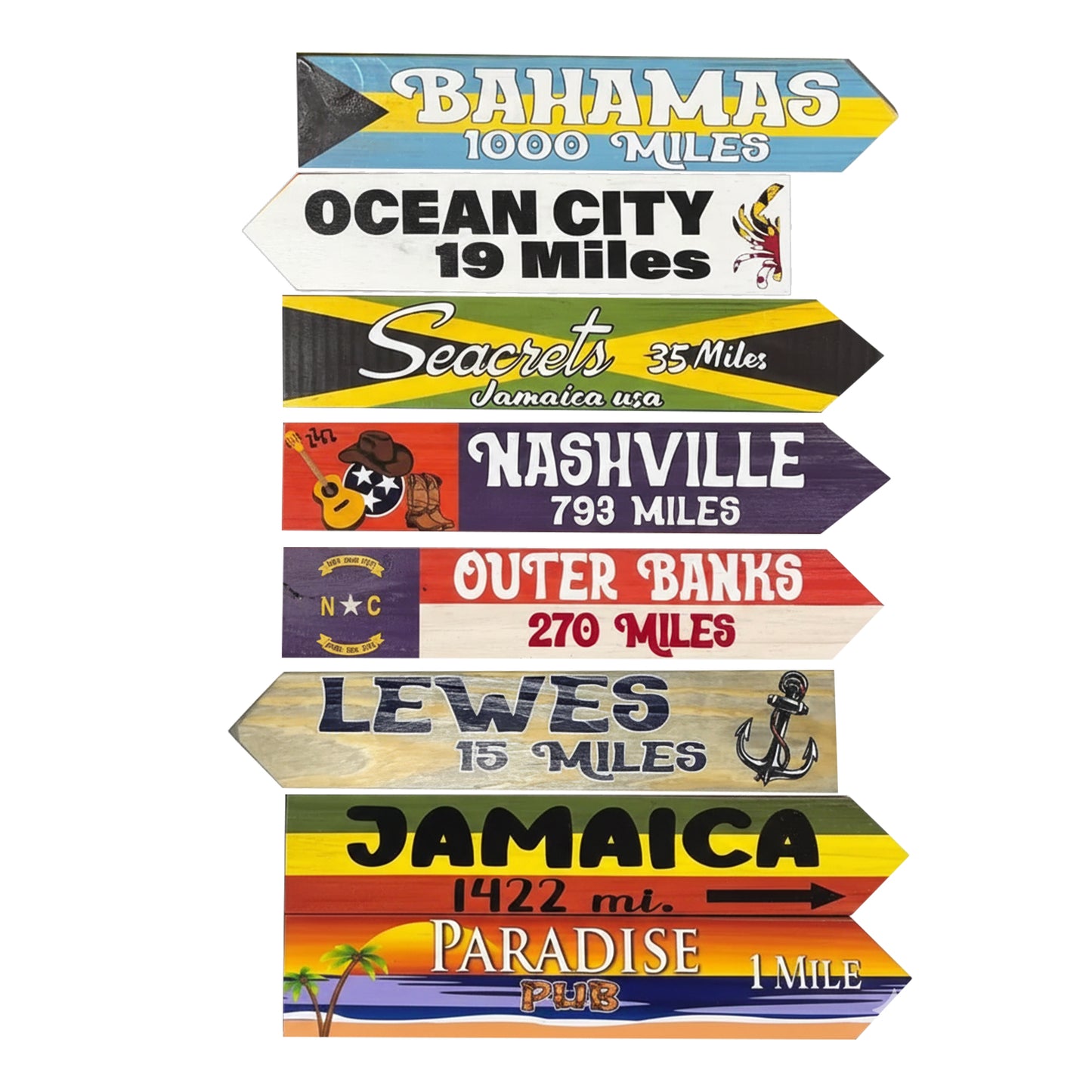 Destination Sign Arrow for Signpost, Directional Key West Style, Customized, Travel Journey of Love Gift Idea
