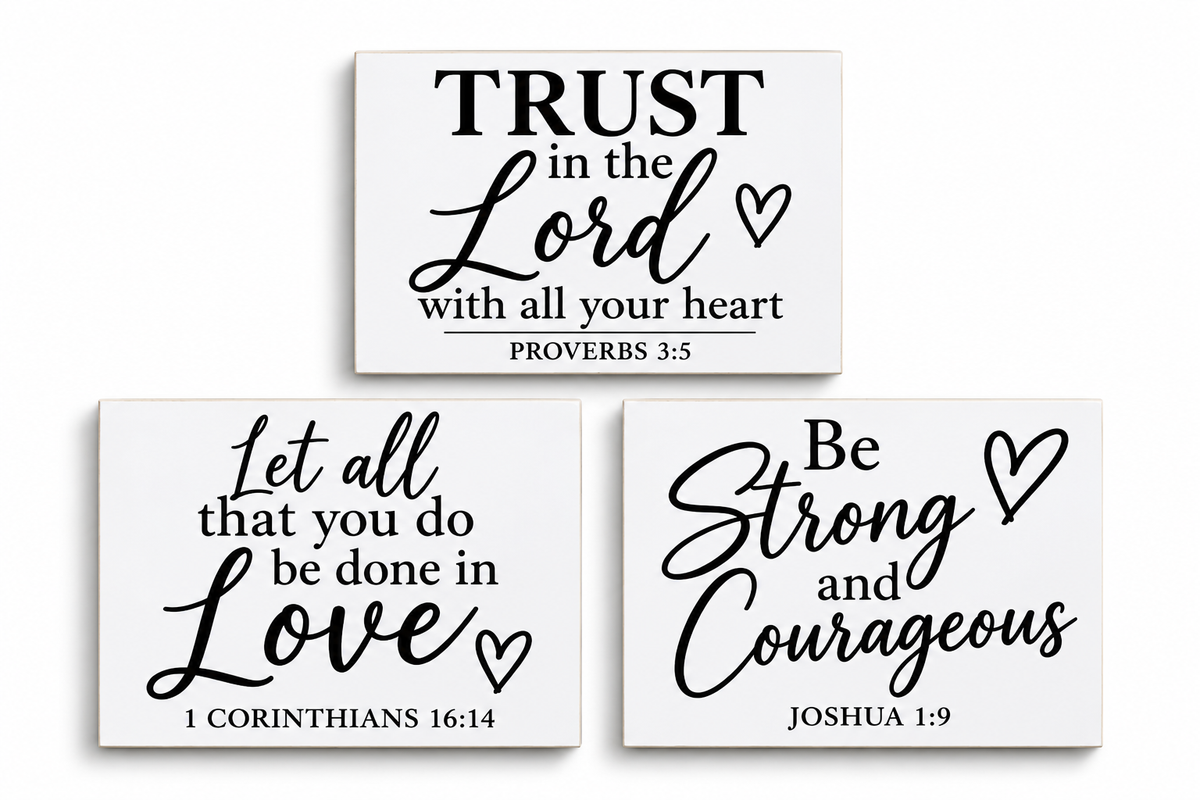 Christian Bible Verse Magnets Set of 3 – Black & White Faith Scripture Gifts
