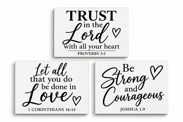 Christian Bible Verse Magnets Set of 3 – Black & White Faith Scripture Gifts