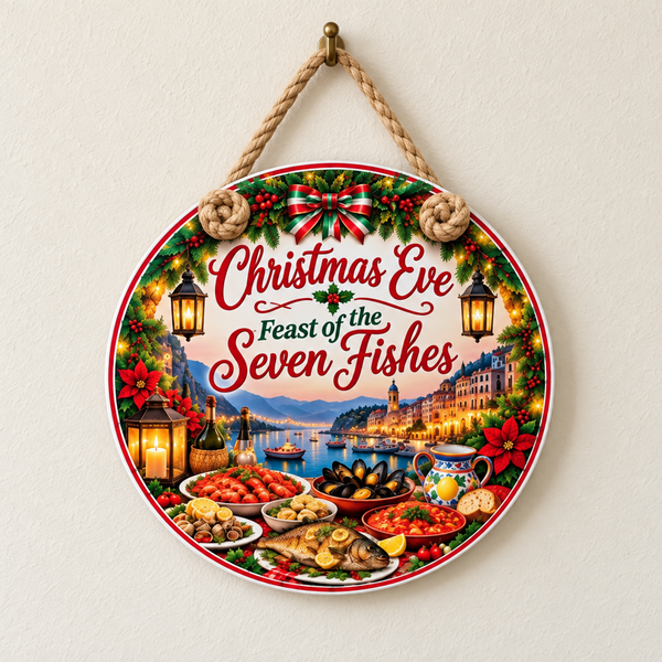 Feast of the Seven Fishes Christmas Eve Door Hanger – Italian American Christmas Tradition
